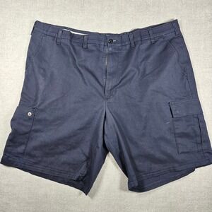 Aramark Authentic Mens Navy Blue Cargo Work Shorts Adjustec Stretch 46R GP0730
